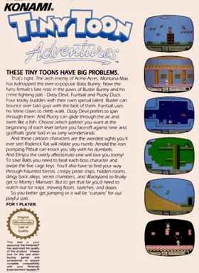 Tiny Toon Adventures (Europe) box cover back